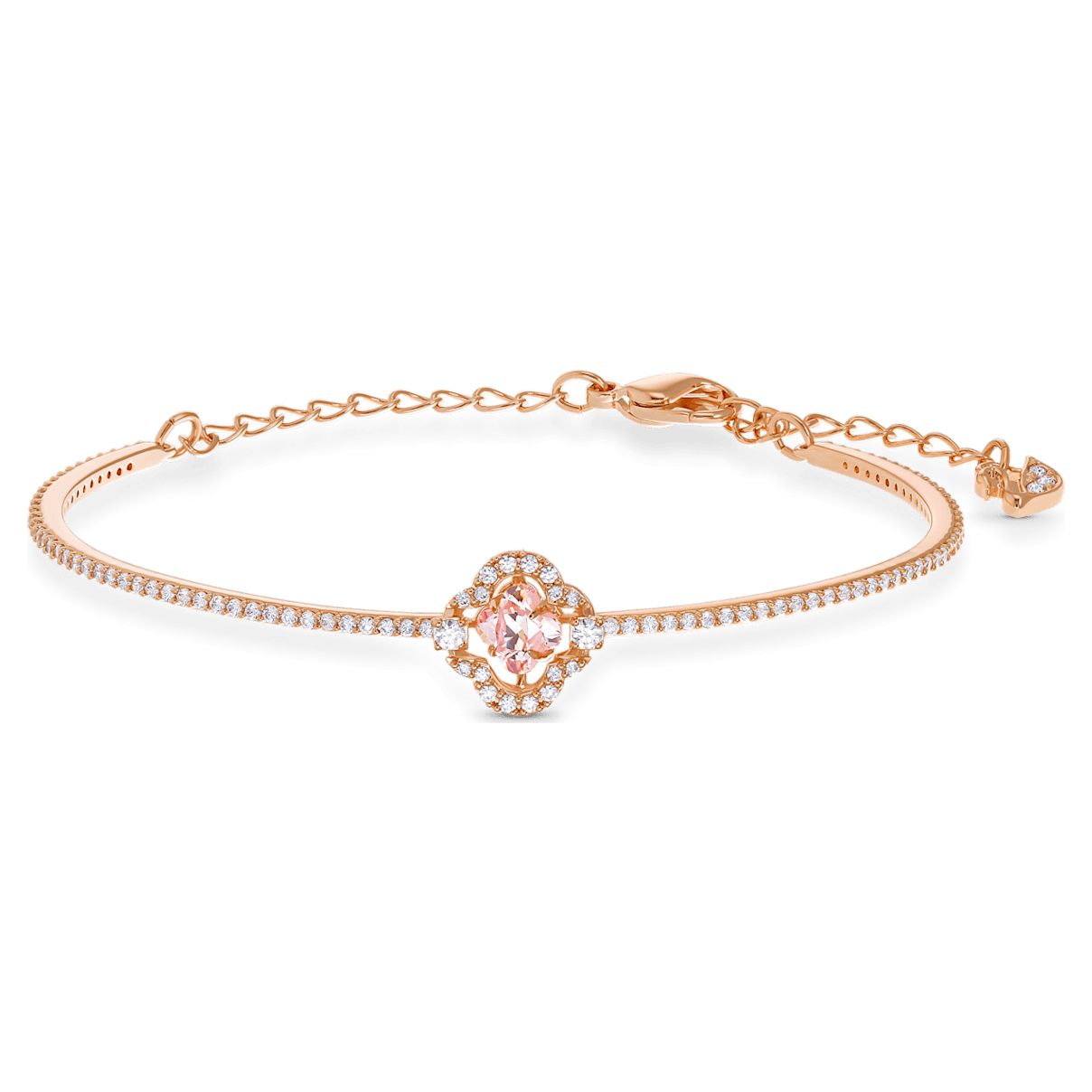 

Swarovski Sparkling Dance 手镯, 幸运草, 粉红色, 镀玫瑰金色调