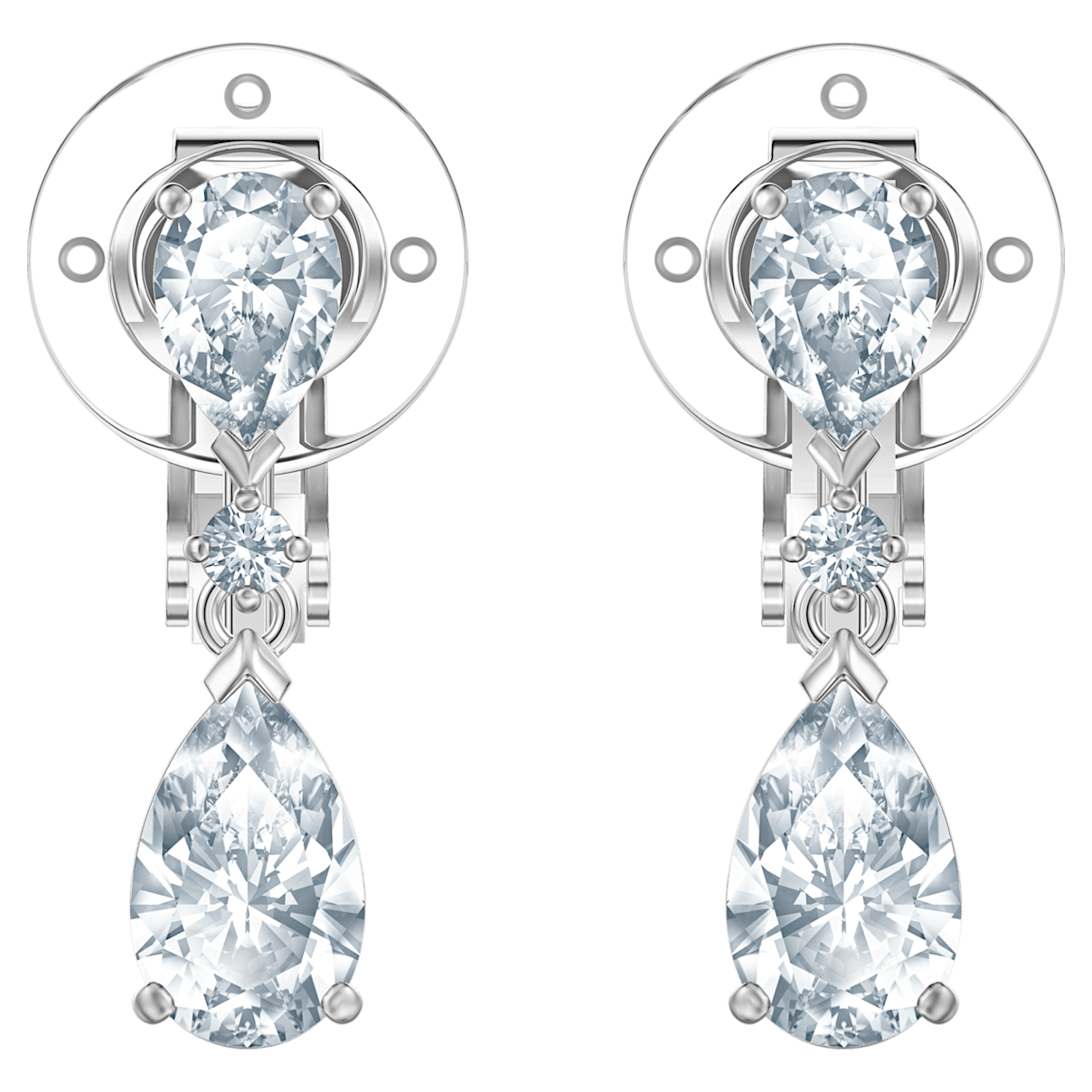 

Swarovski Palace 夹式耳环, 水滴切割, 白色, 镀铑