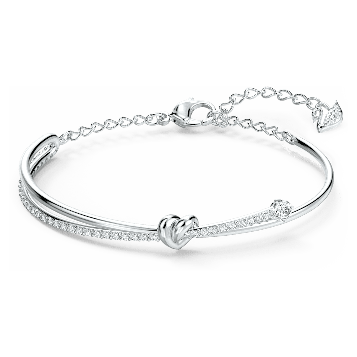 

Swarovski Lifelong Heart bangle, Heart, White, Rhodium plated