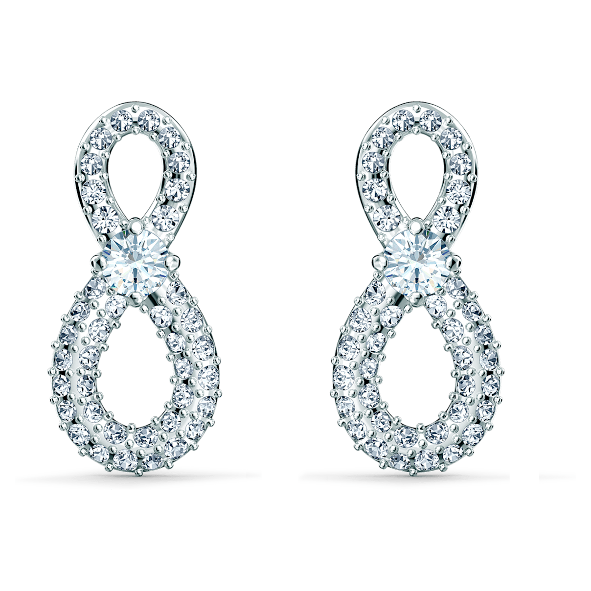 

Swarovski Infinity ドロップピアス, インフィニティ, ホワイト, ロジウム・プレーティング