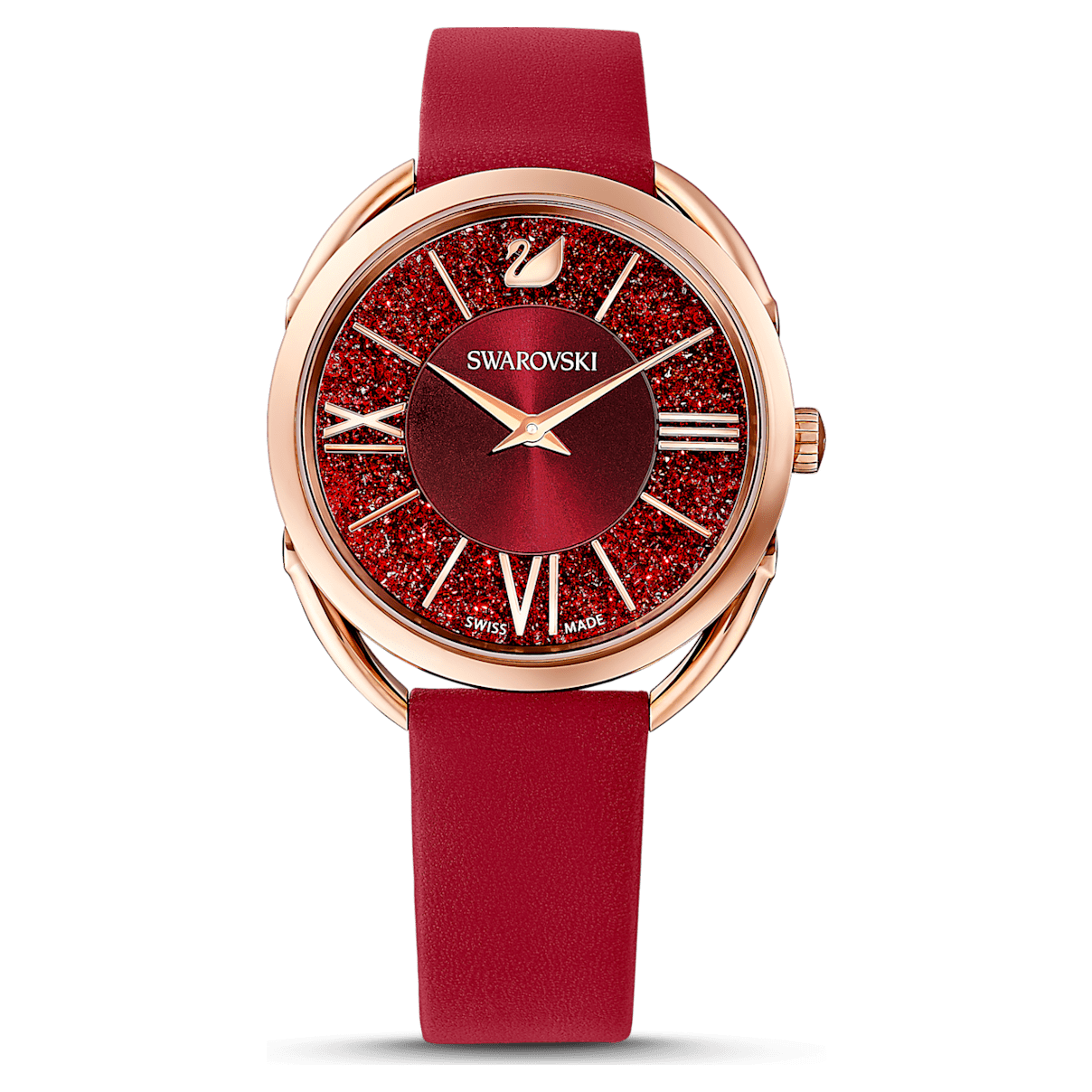 

Swarovski Crystalline Glam 腕表, 真皮表带, 红色, 玫瑰金色调润饰
