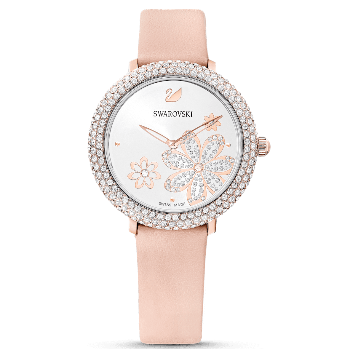 

Swarovski Crystal Frost 腕表, 真皮表带, 粉红色, 玫瑰金色调润饰