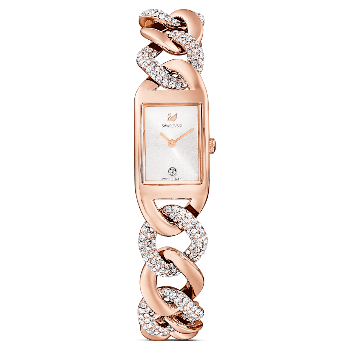 

Swarovski Cocktail watch, Swiss Made, Pavé, Metal bracelet, Rose gold tone, Rose gold-tone finish