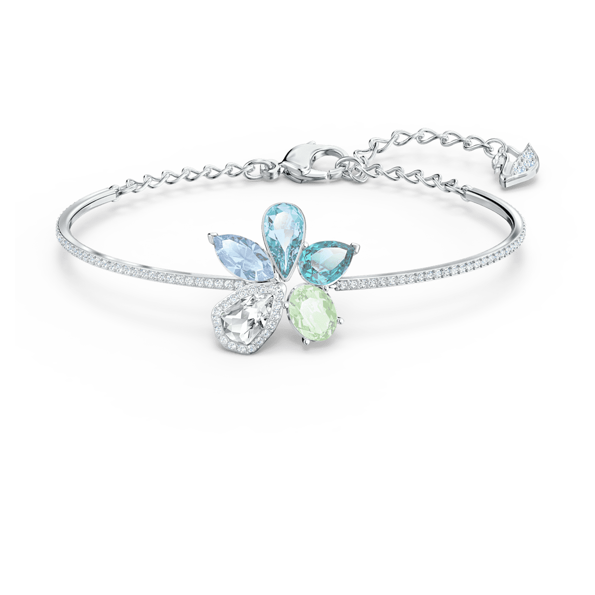 

Swarovski Sunny bangle, Flower, Multicolored, Rhodium plated