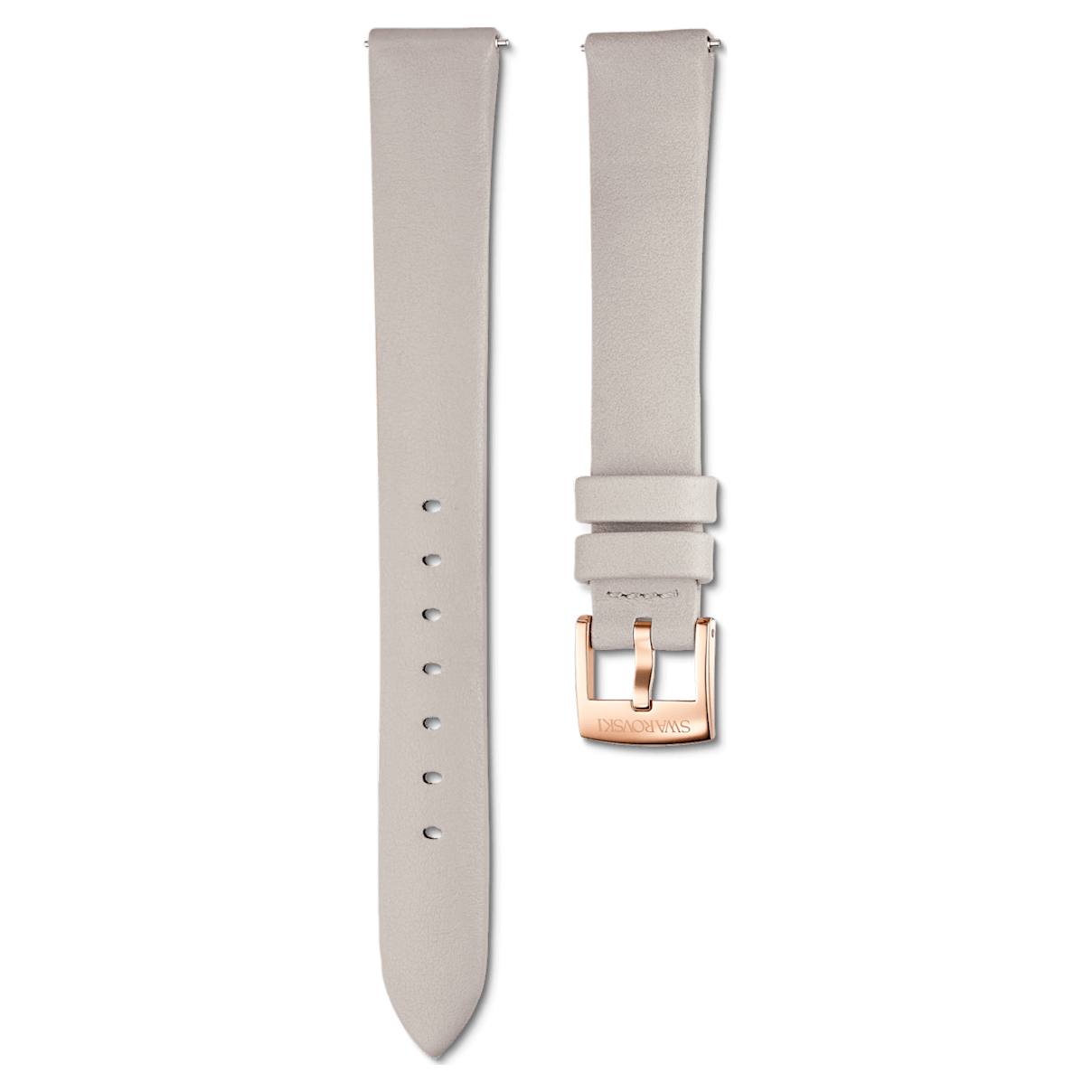 

Swarovski Cinturino per orologio 14mm, Pelle, Grigio, Placcato color oro rosa