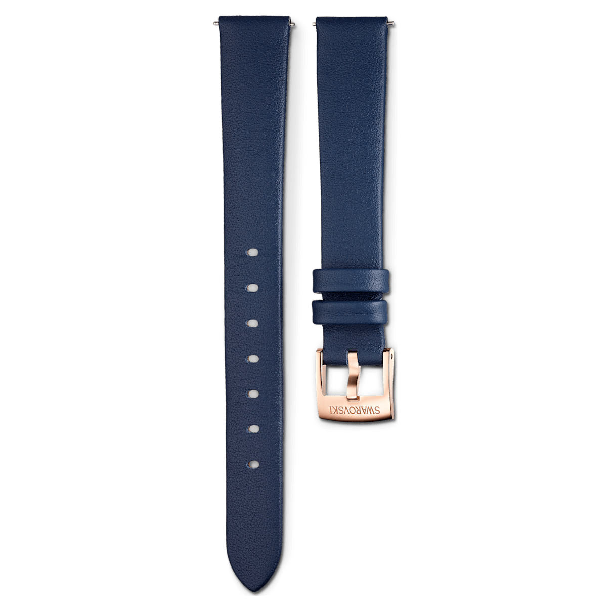 

Swarovski Correa de reloj 14mm, Piel, Azul, Baño tono oro rosa