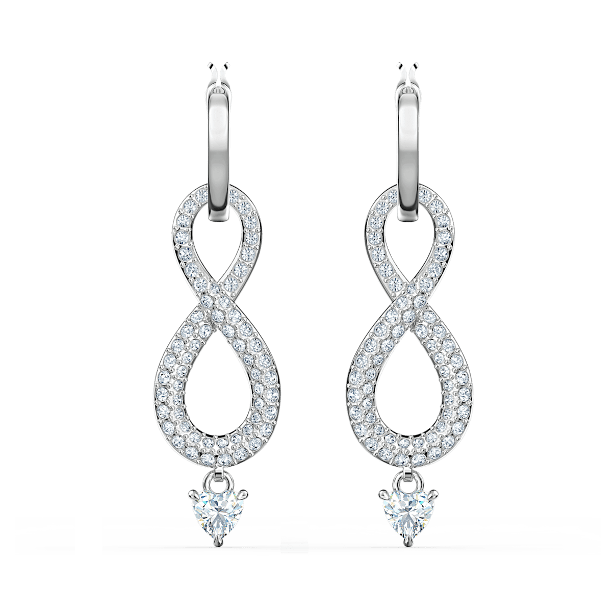 

Swarovski Infinity drop earrings, Infinity, White, Rhodium plated