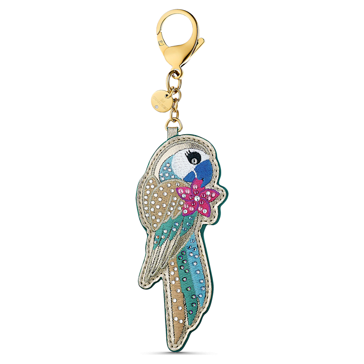 

Swarovski Tropical bag charm, Parrot, Gold-tone plated