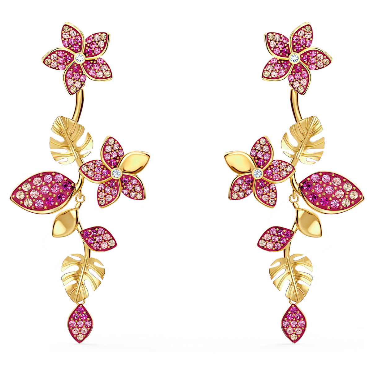 

Swarovski Kolczyki sztyftowe Tropical Flower, różowe, w odcieniu złota