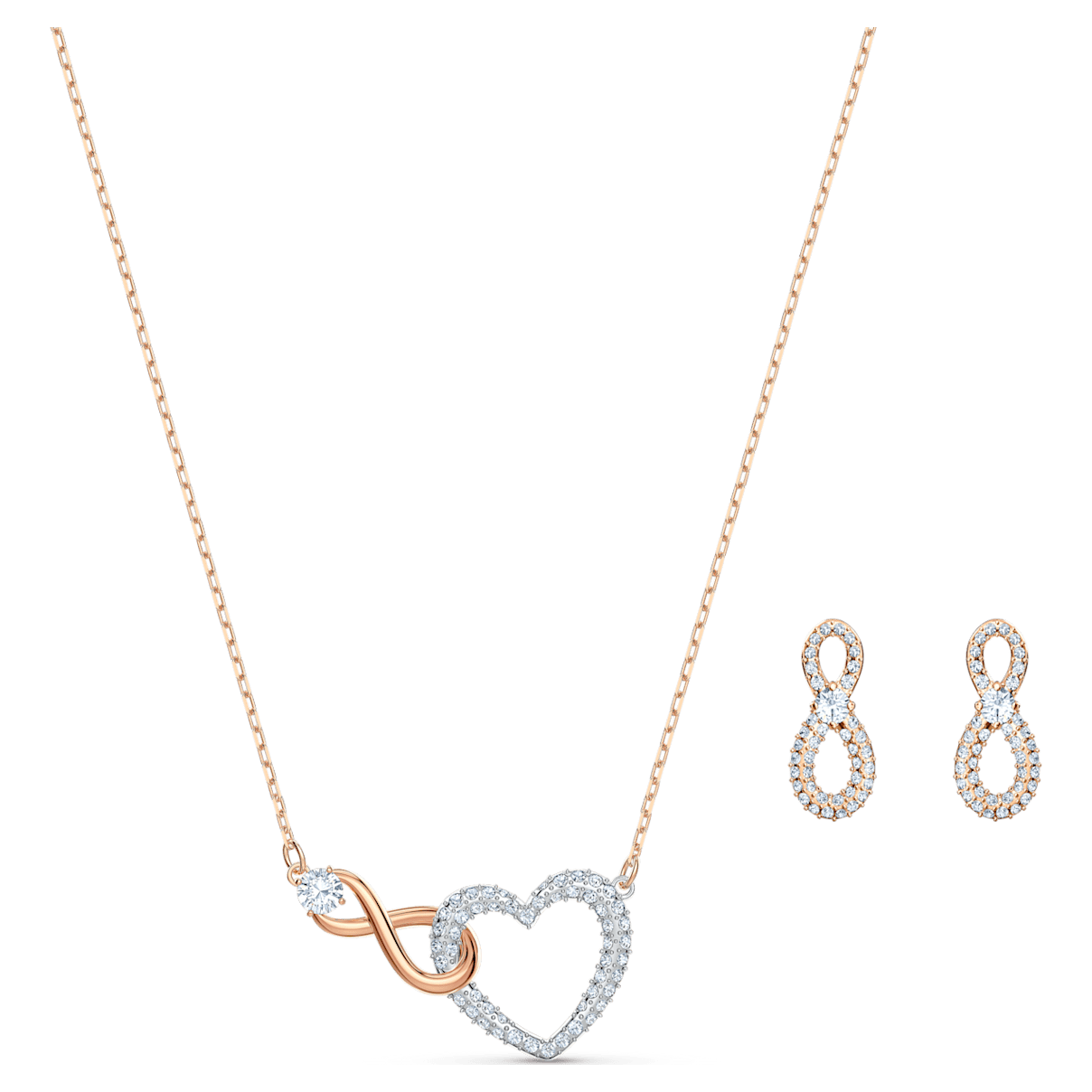 

Swarovski Infinity 套装, 无限和心, 白色, 混合金属润饰