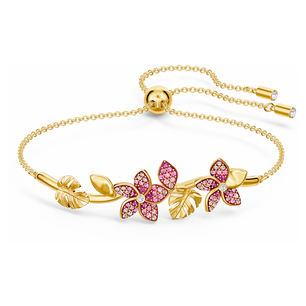 

Swarovski Tropical Flower Bangle, Pink, Gold-tone plated