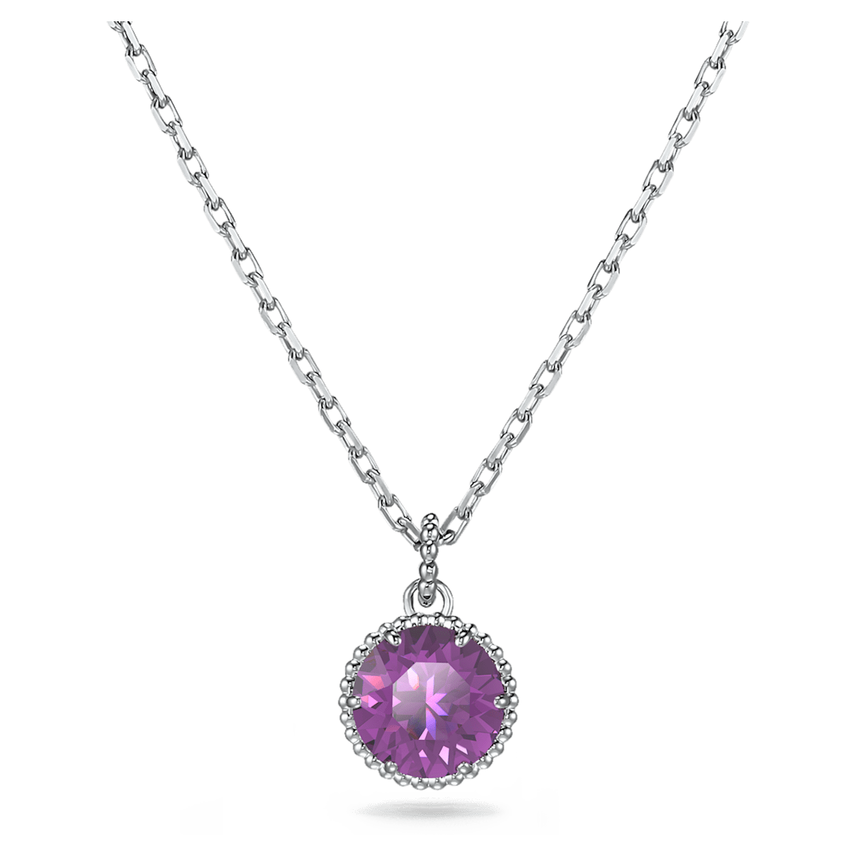 

Swarovski Birthstone 펜던트, 라운드 컷, 퍼플, 로듐 플래팅