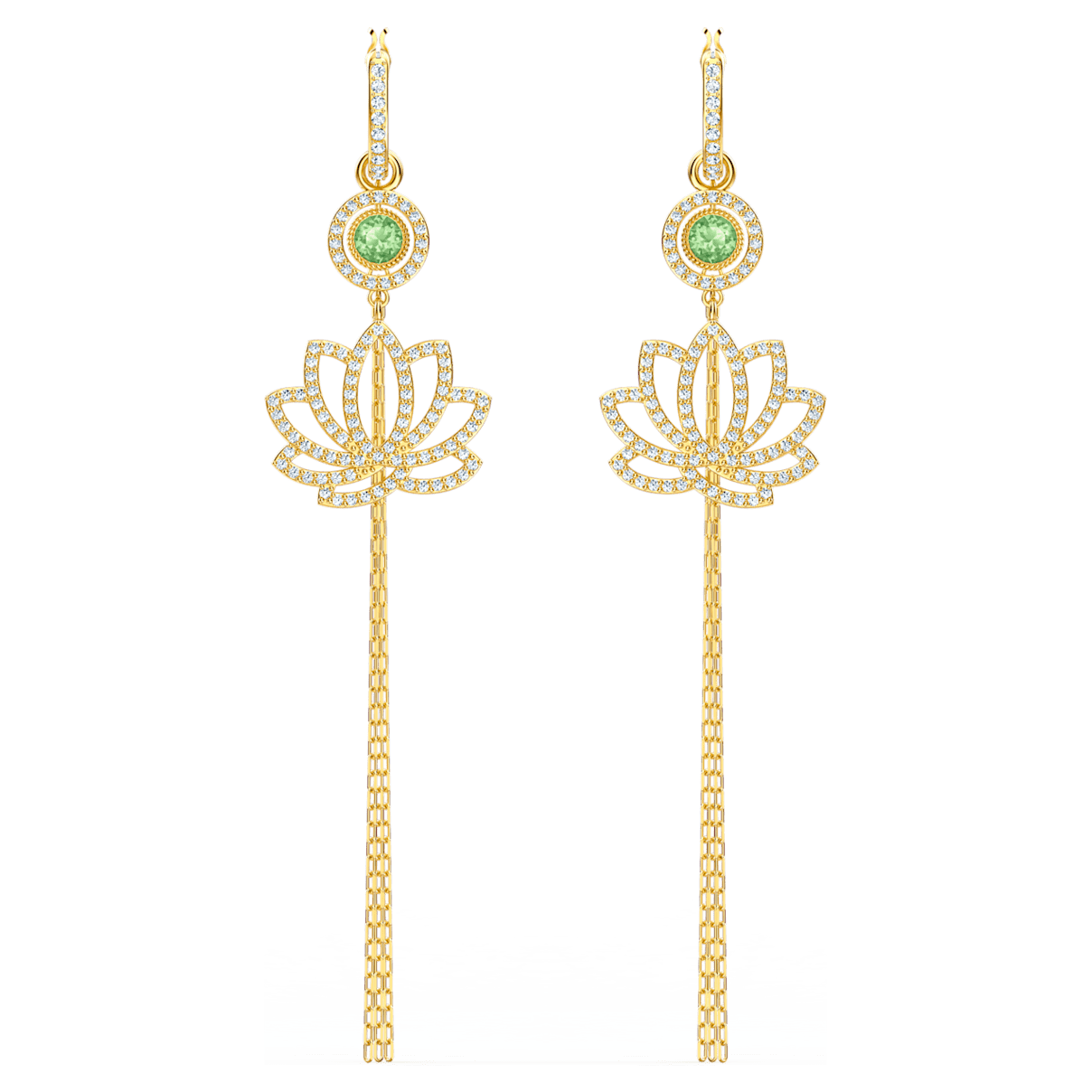 

Swarovski Symbolic ドロップピアス, ロータス, グリーン, ゴールドトーン・プレーティング