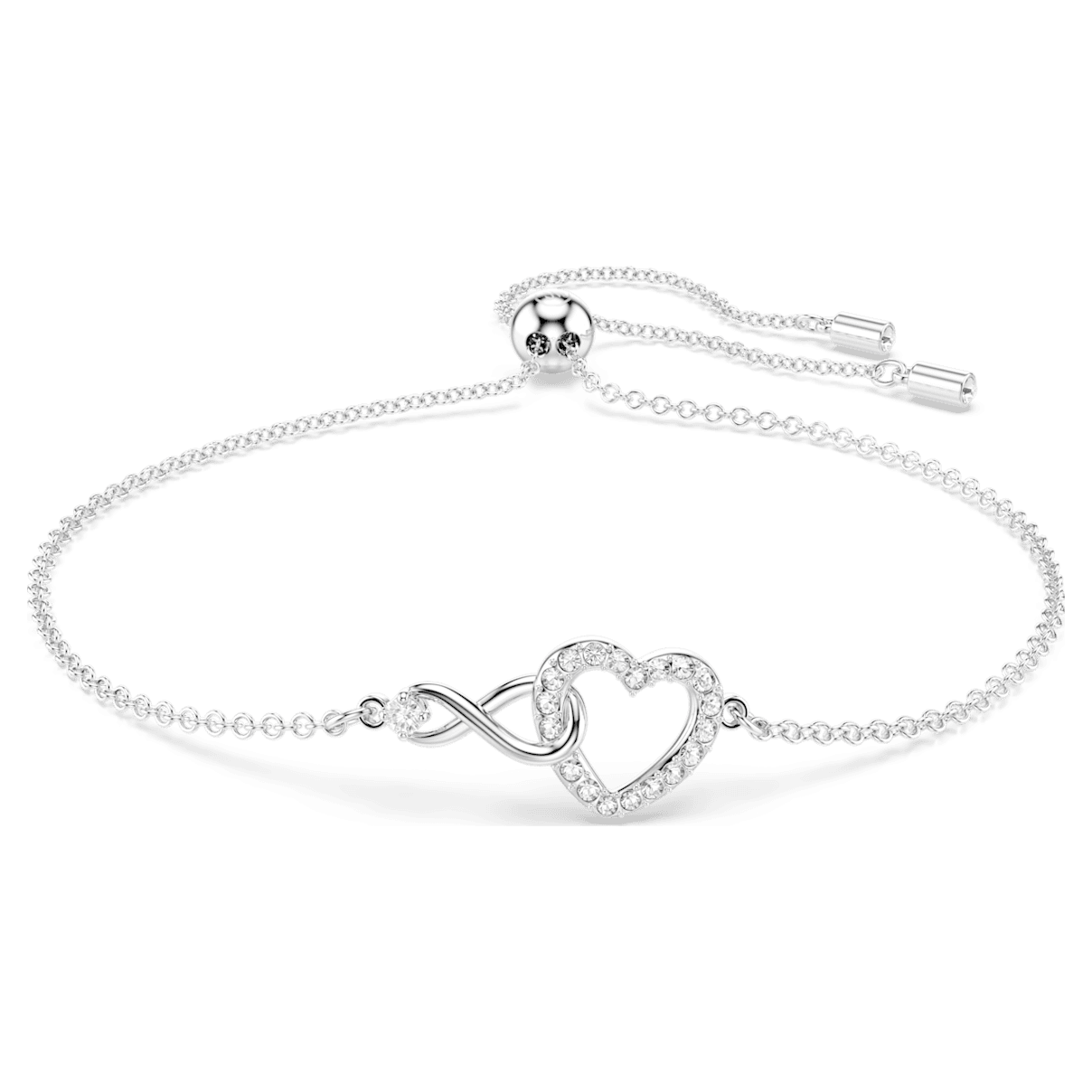 

Swarovski Infinity 手链, 无限和心, 白色, 镀铑