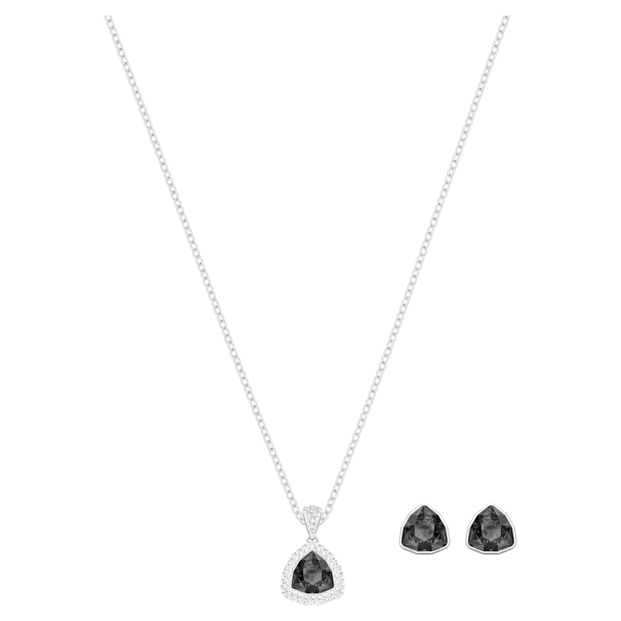 

Swarovski Begin 套装, 三菱形切割, 黑色, 镀铑