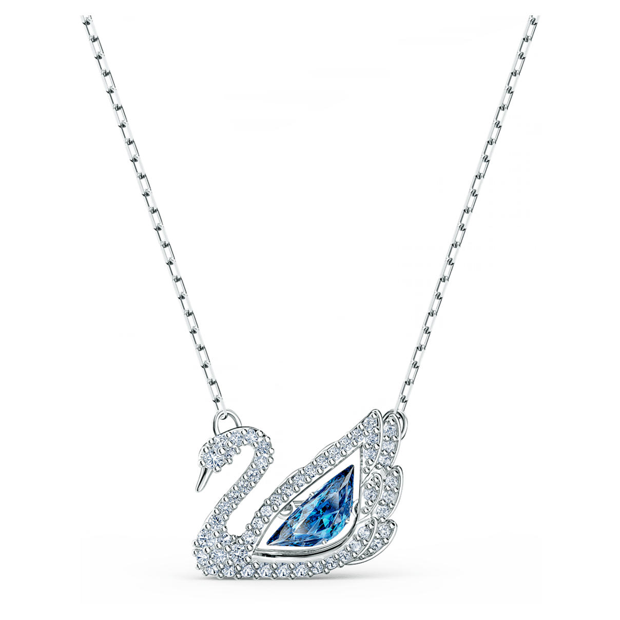 

Swarovski Dancing Swan 项链, 天鹅, 蓝色, 镀铑