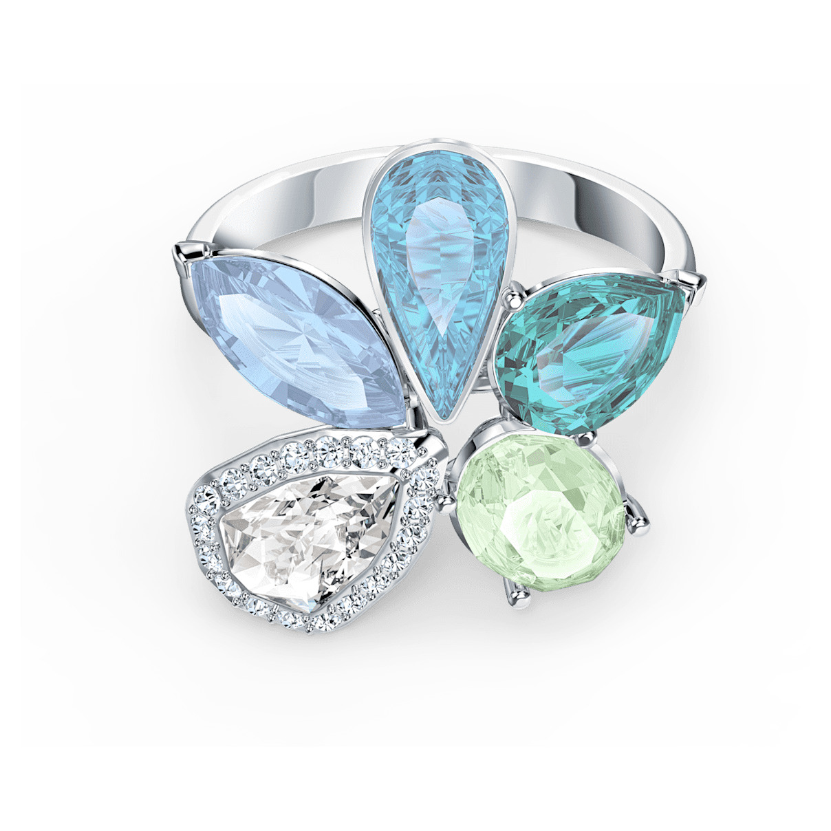 

Swarovski Sunny ring, Light multicoloured, Rhodium plated
