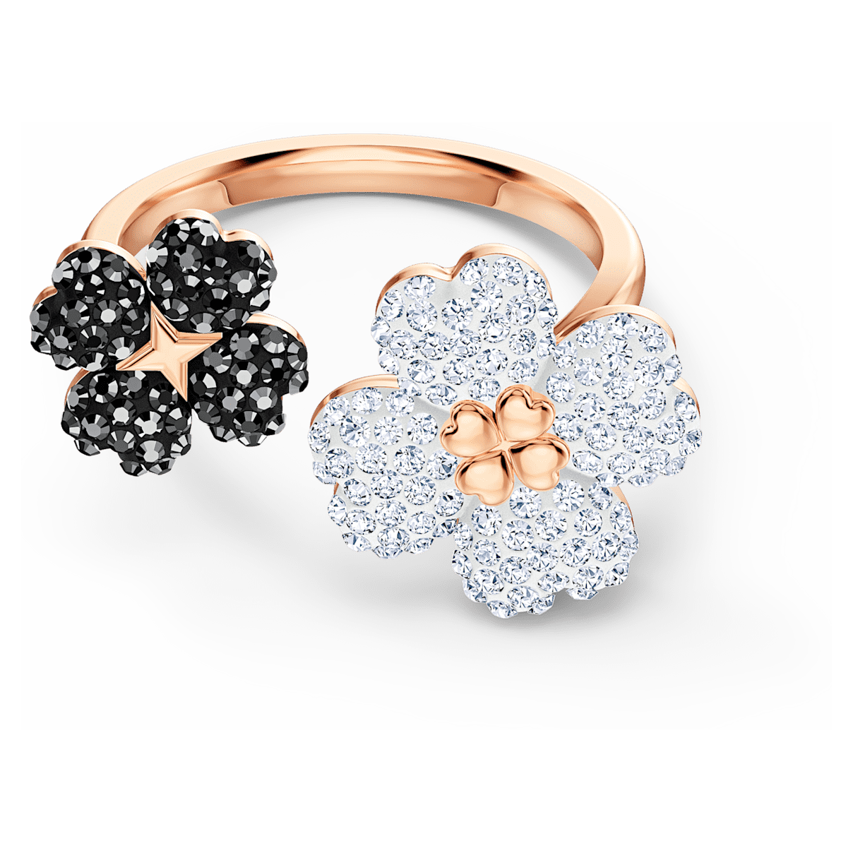 

Swarovski Latisha ring, Flower, Black, Rose gold-tone plated