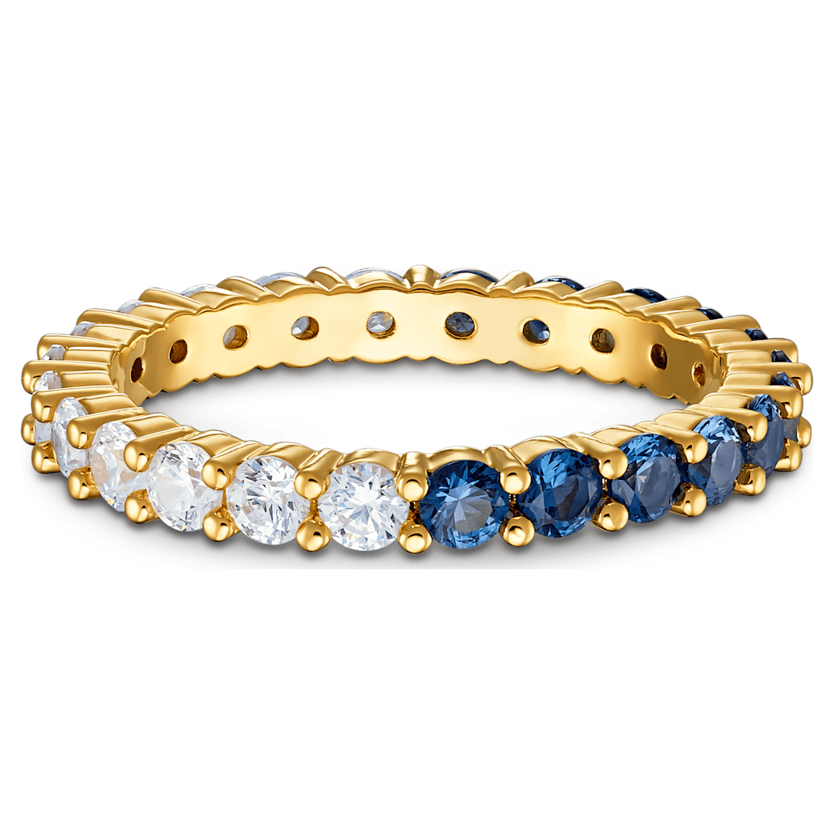 

Swarovski Vittore Half 戒指, 圆形切割, 蓝色, 镀金色调