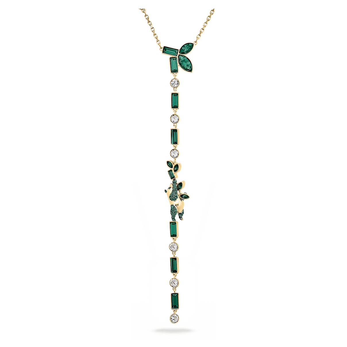 

Swarovski Beautiful Earth by Susan Rockefeller Y形项链, 混合切割, 熊猫和竹子, 绿色, 镀金色调