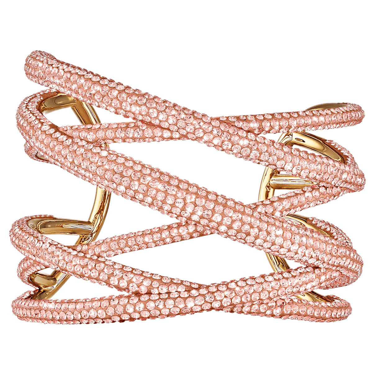 

Swarovski Tigris cuff, Large, Pink, Gold-tone plated