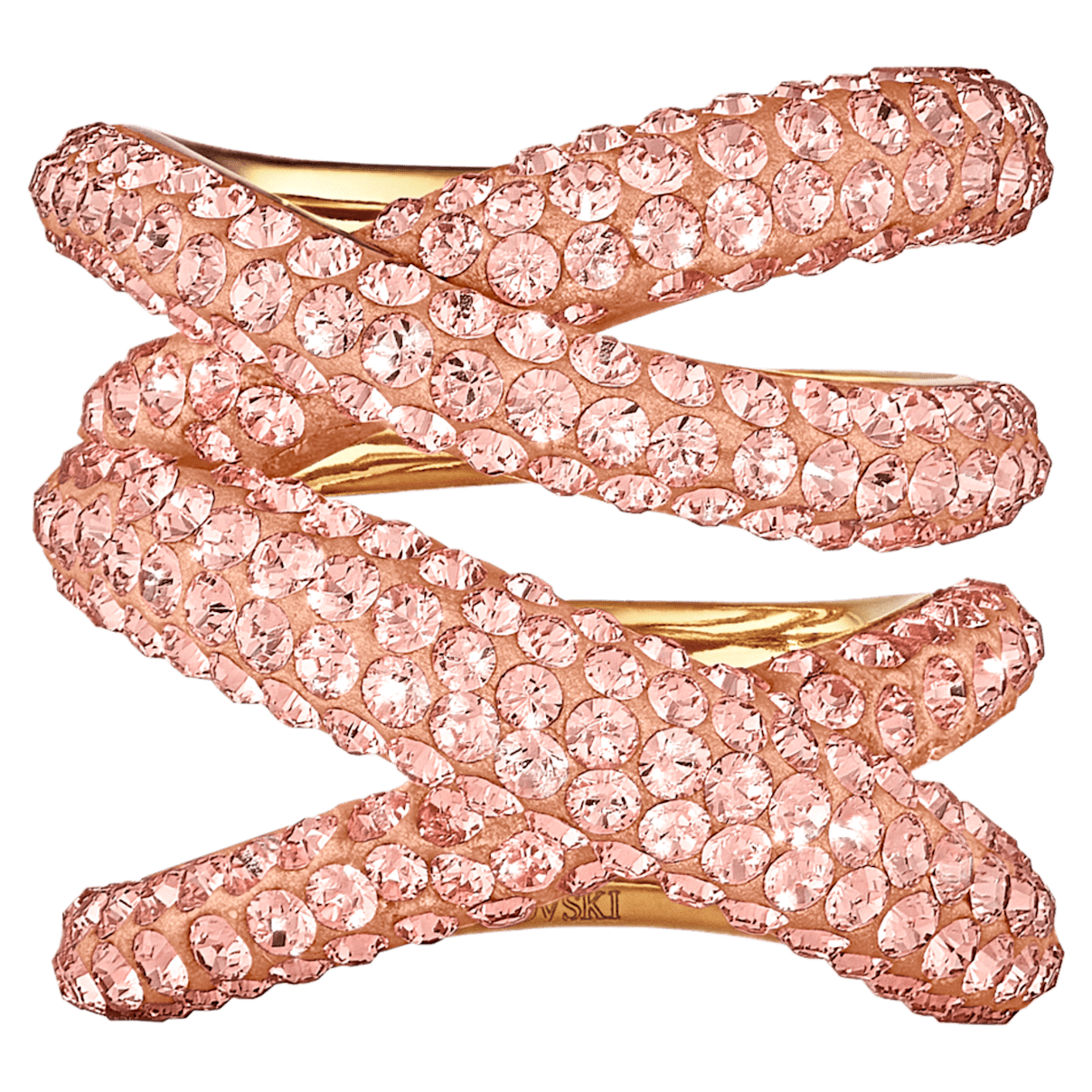 

Swarovski Tigris wide ring, Pink, Gold-tone plated
