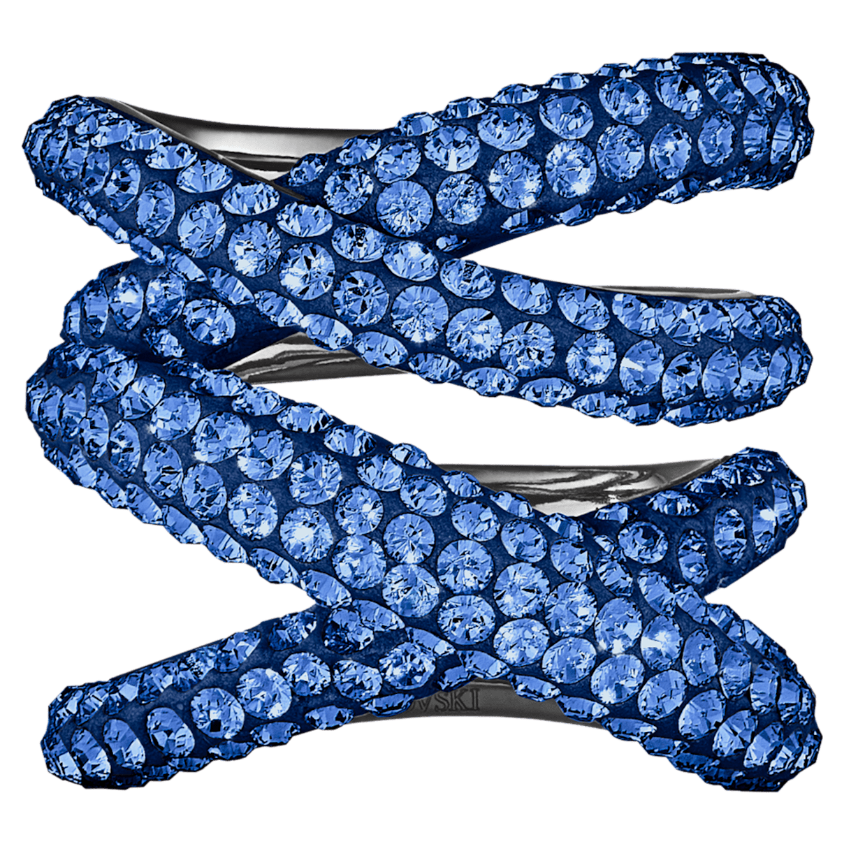 

Swarovski Tigris wide ring, Blue, Ruthenium plated