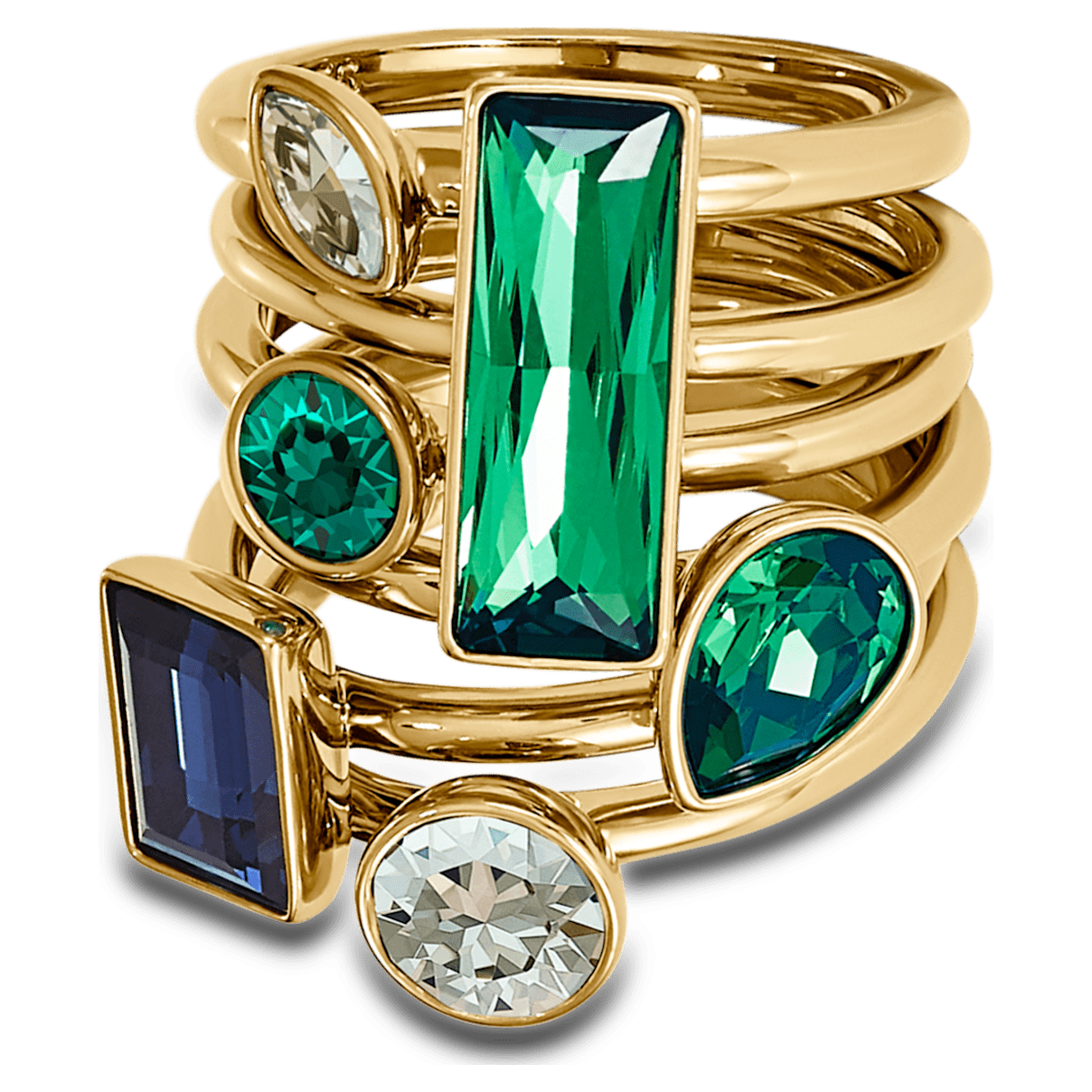 

Swarovski Beautiful Earth by Susan Rockefeller ring, Set (6), Mixed cuts, Bamboo, Multicoloured, Gold-tone plated