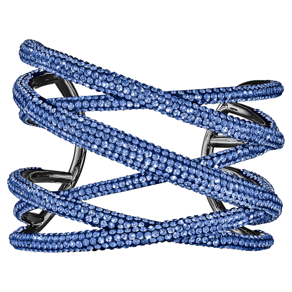 

Swarovski Tigris 阔手镯, 蓝色, 镀钌