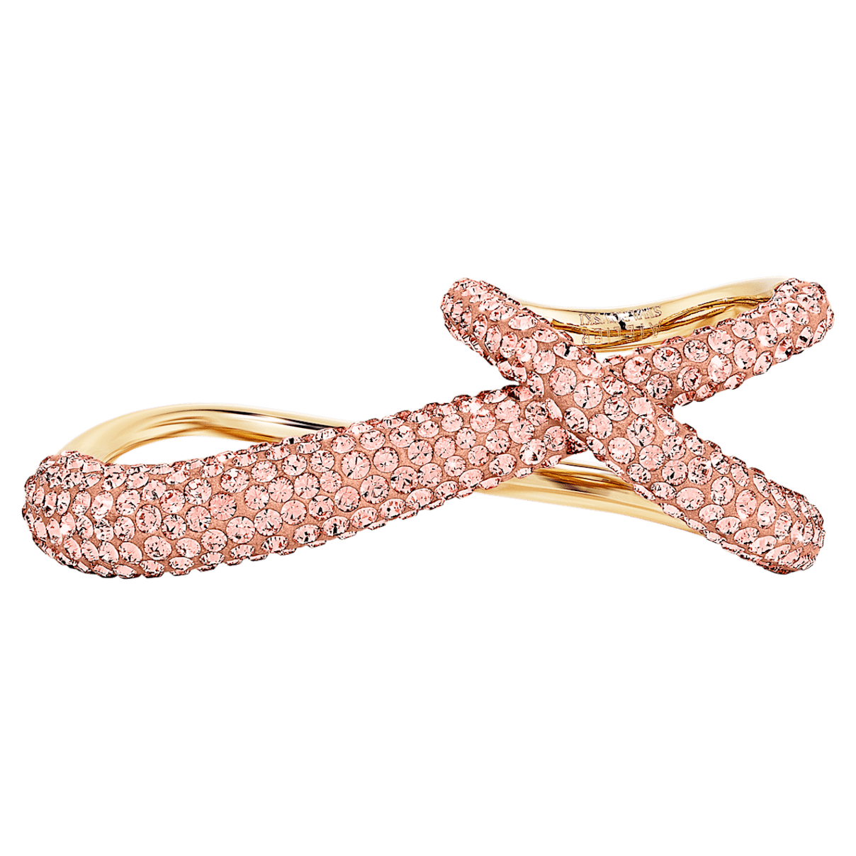 

Swarovski Tigris double ring, Pink, Gold-tone plated