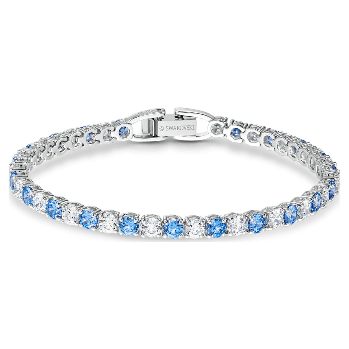 

Swarovski Tennis Deluxe bracelet, Round cut, Blue, Rhodium plated