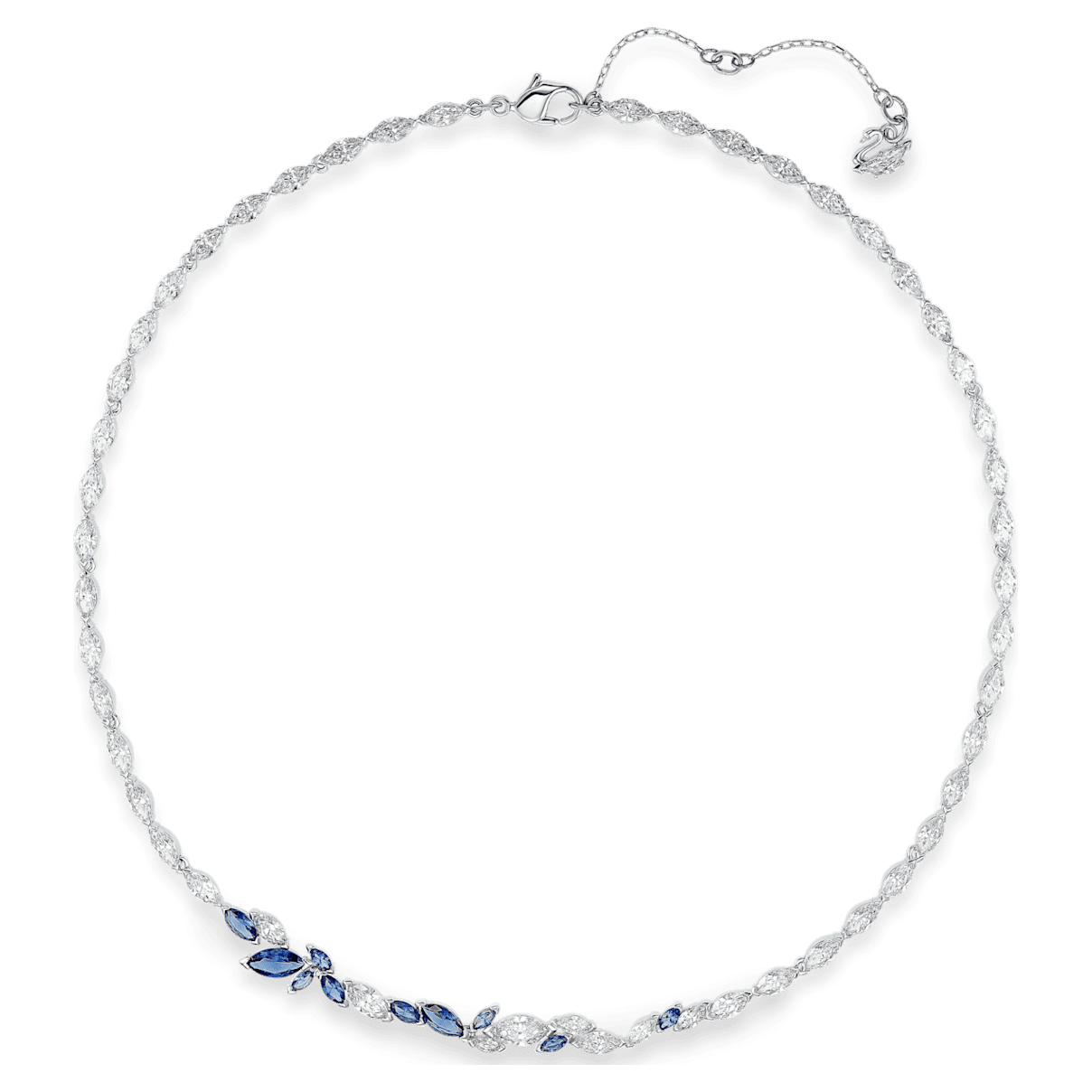 

Swarovski Louison necklace, Leaf, Blue, Rhodium plated