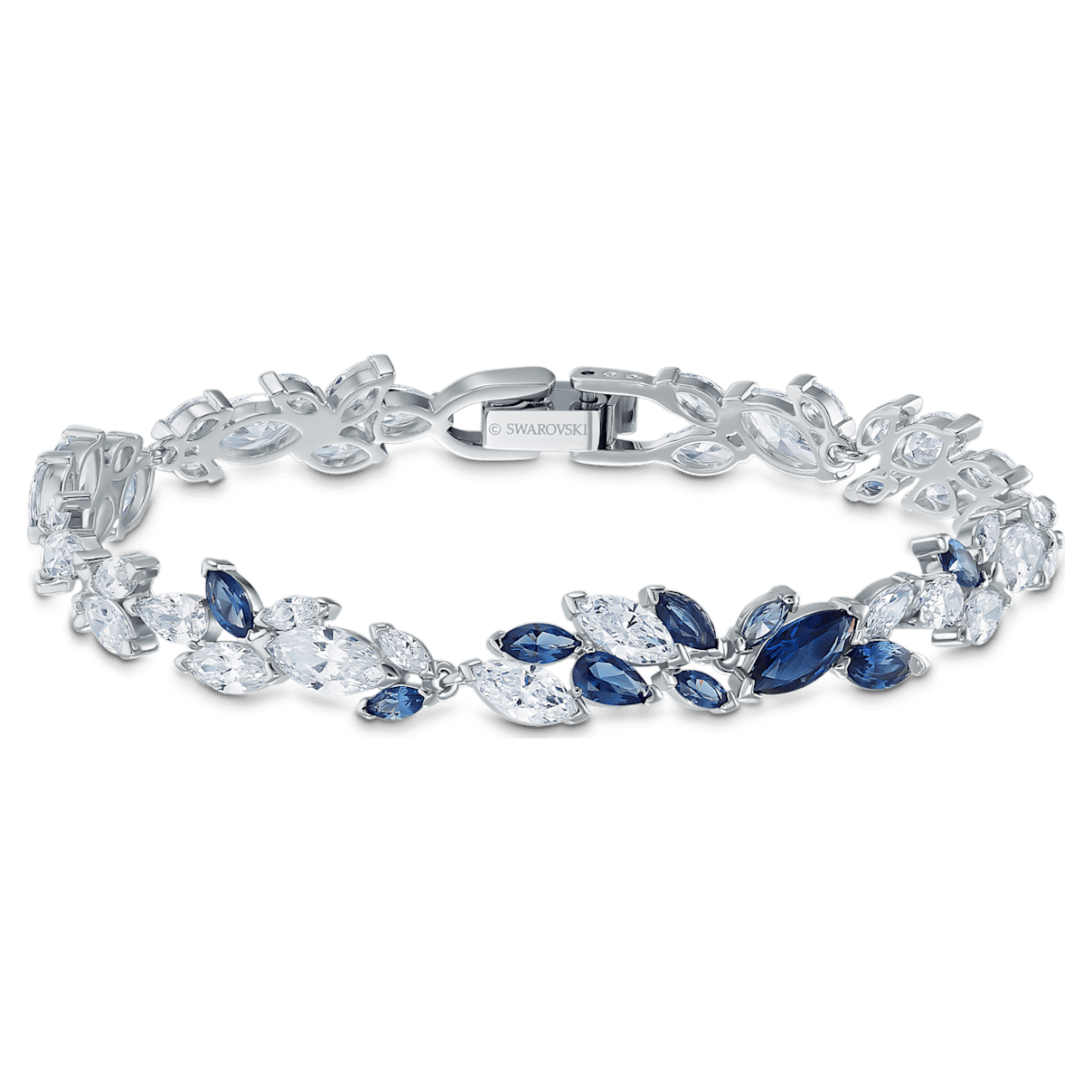 

Swarovski Louison bracelet, Leaf, Blue, Rhodium plated