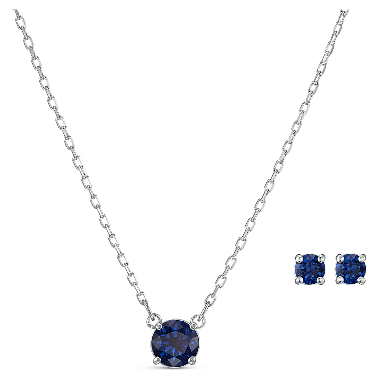 

Swarovski Attract set, Round, Blue, Rhodium plated