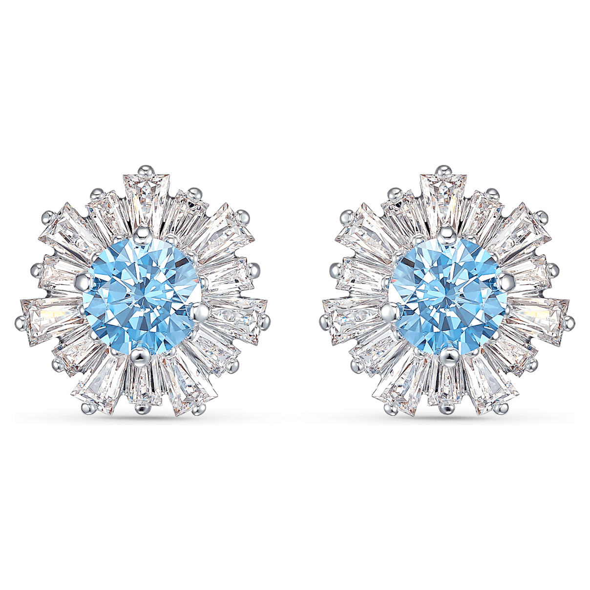 

Swarovski Sunshine stud earrings, Sun, Blue, Rhodium plated