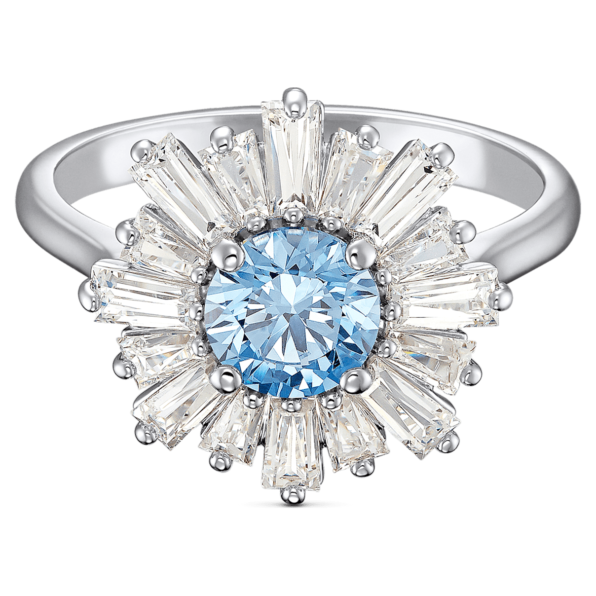 

Swarovski Sunshine ring, Sun, Blue, Rhodium plated