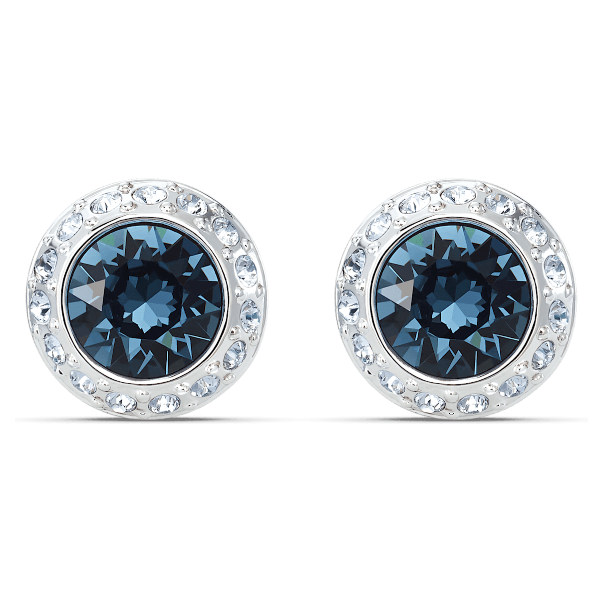 

Swarovski Angelic 耳钉, 圆形切割, 蓝色, 镀铑