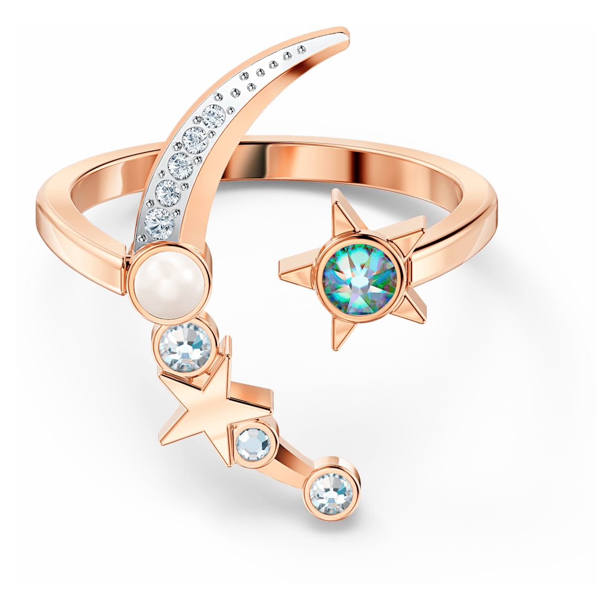 

Swarovski Starry Night 开口戒指, 月、星, 流光溢彩, 镀玫瑰金色调