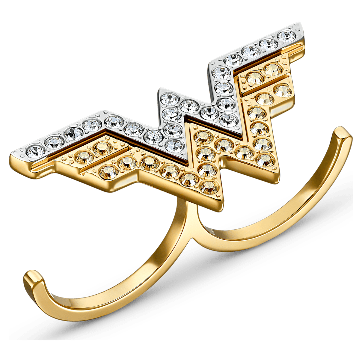 

Swarovski Fit Wonder Woman double ring, Wing, Gold tone, Mixed metal finish