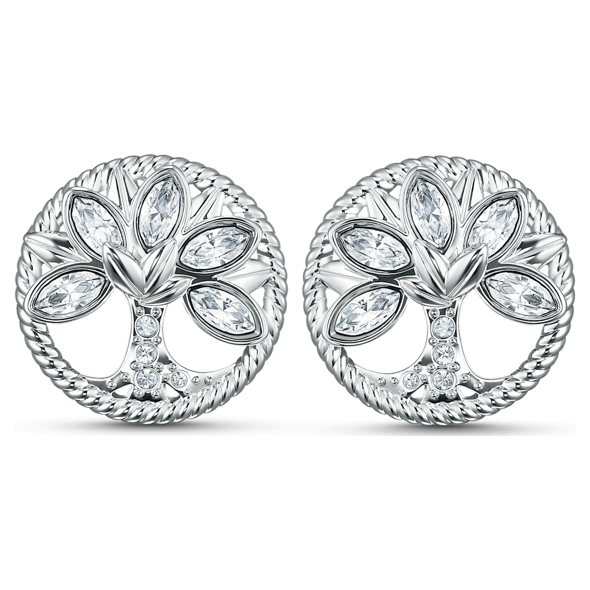 

Swarovski Symbolic 耳钉, 生命之树, 白色, 镀铑