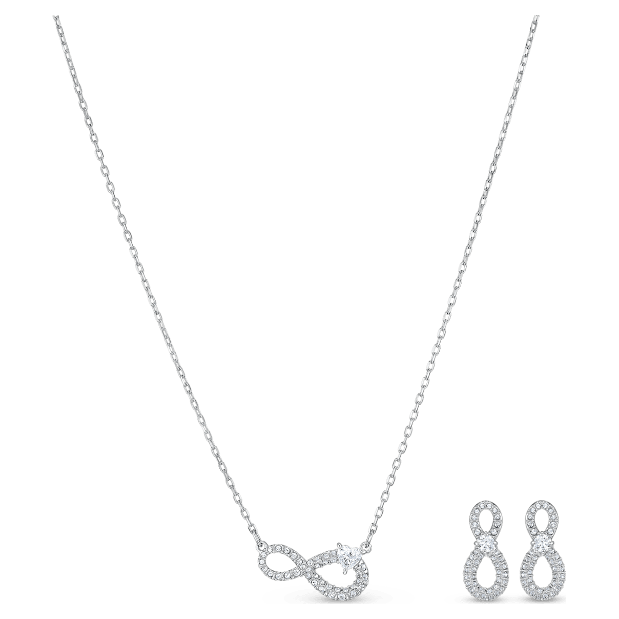 

Swarovski Infinity set, Infinity, White, Rhodium plated