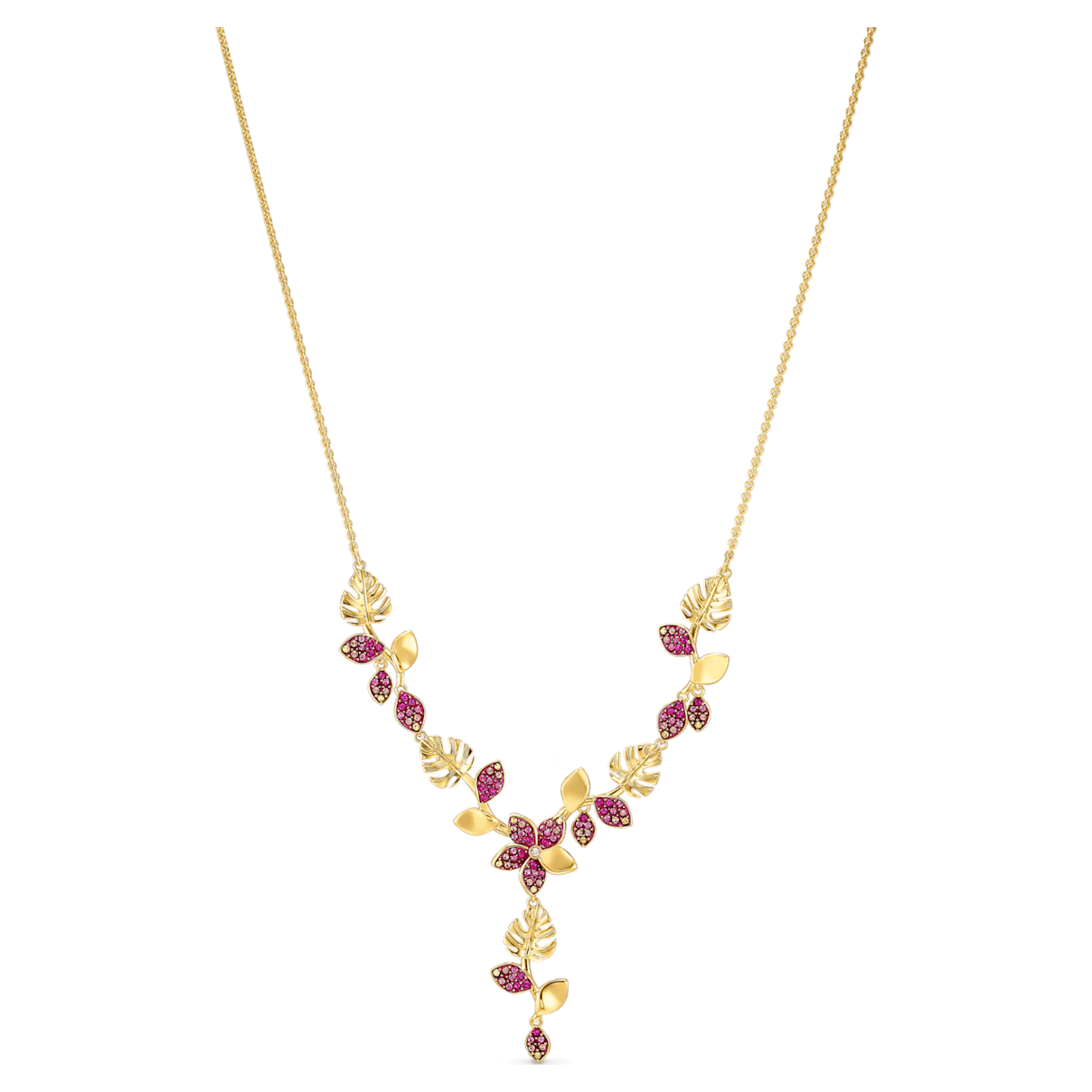 

Swarovski Tropical Flower Y necklace, Pink, Gold-tone plated