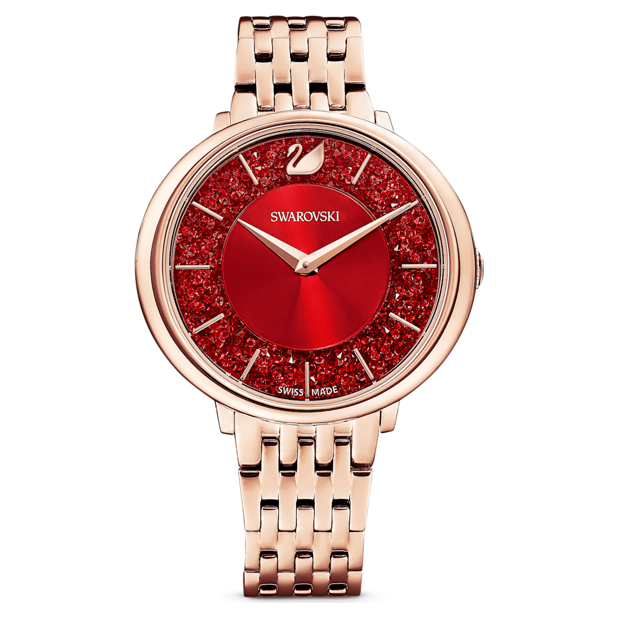

Swarovski Crystalline Chic watch, Metal bracelet, Red, Rose gold-tone finish