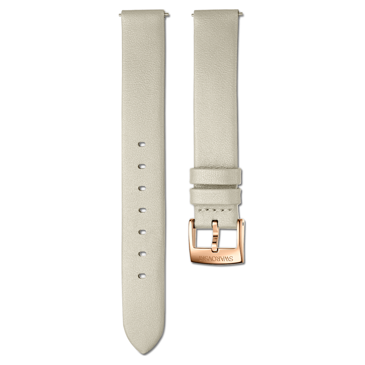 

Swarovski Cinturino per orologio 14mm, Pelle, Grigio talpa, Finitura in tono oro rosa