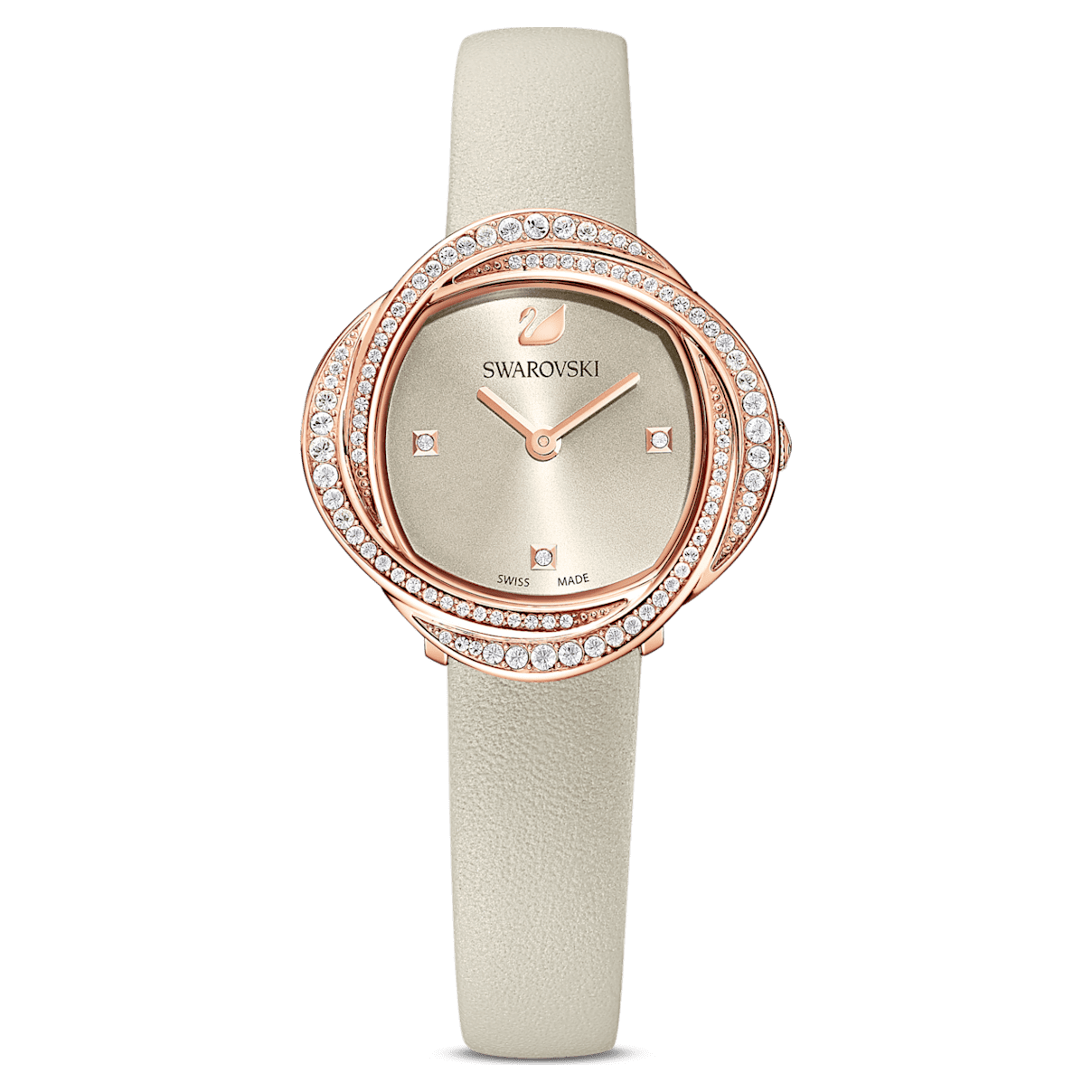 

Swarovski Zegarek Crystal Flower, Skórzany pasek, Szary, Powłoka w odcieniu różowego złota