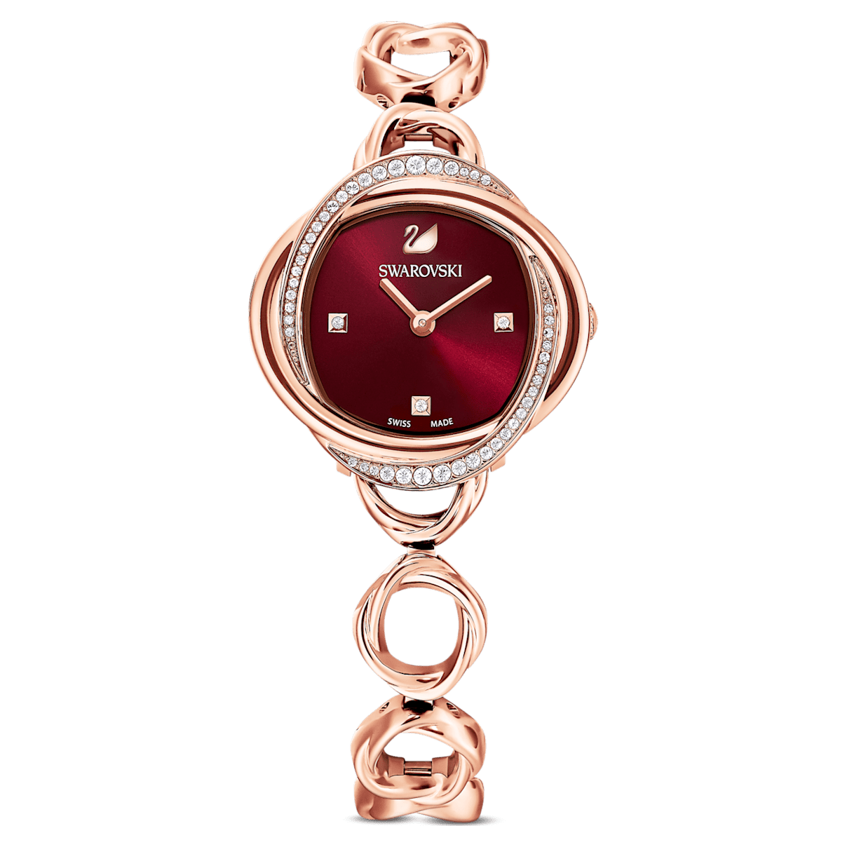 

Swarovski Crystal Flower watch, Metal bracelet, Red, Rose gold-tone finish