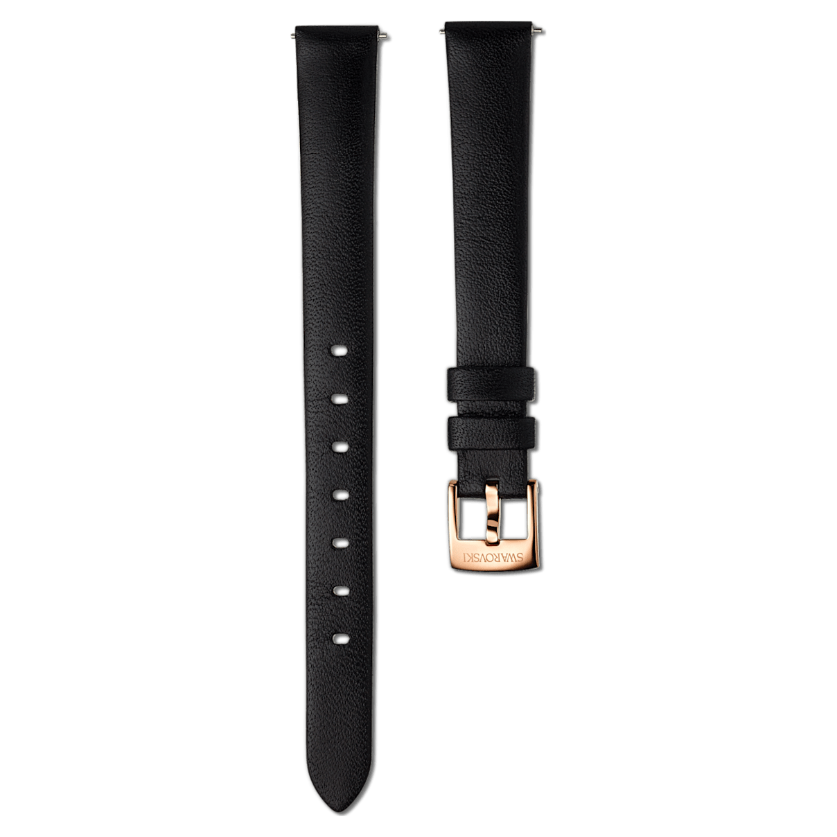 

Swarovski Bracelet de montre 12mm, Cuir, Noir, Finition or rose