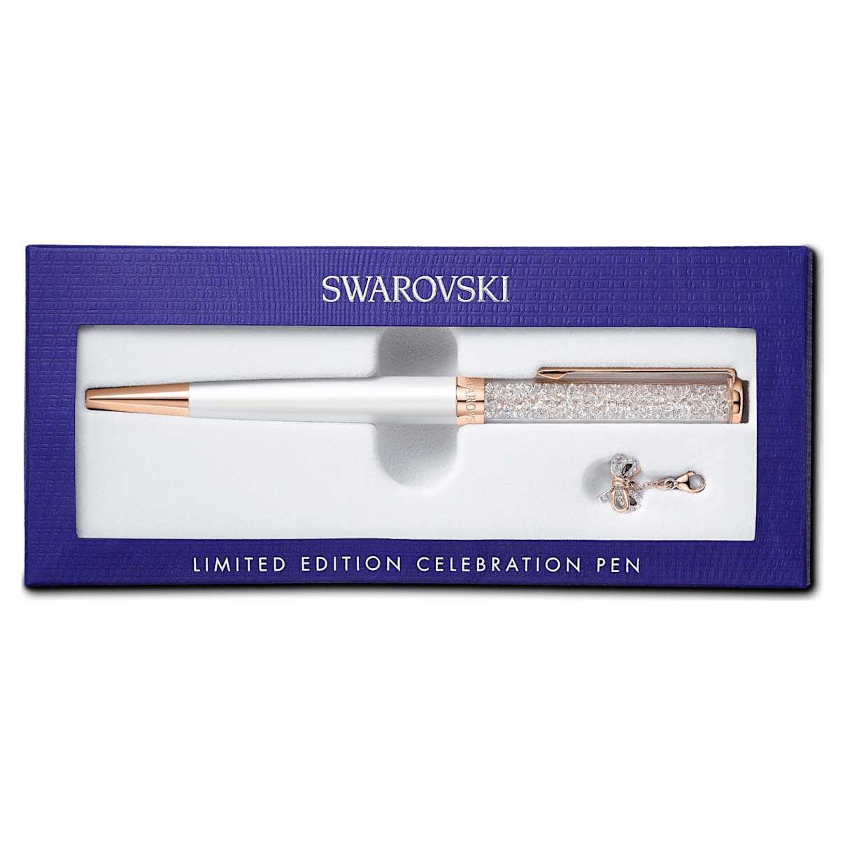 

Swarovski Crystalline Celebration 2021 圆珠笔, 蝴蝶结, 白色, 白色漆面，镀玫瑰金色调