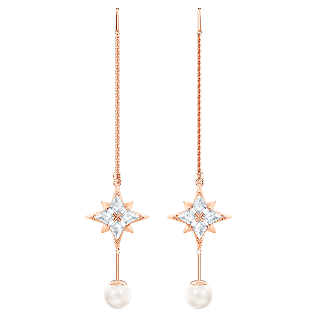 

Swarovski Symbolic 水滴形耳环, 星星, 白色, 镀玫瑰金色调