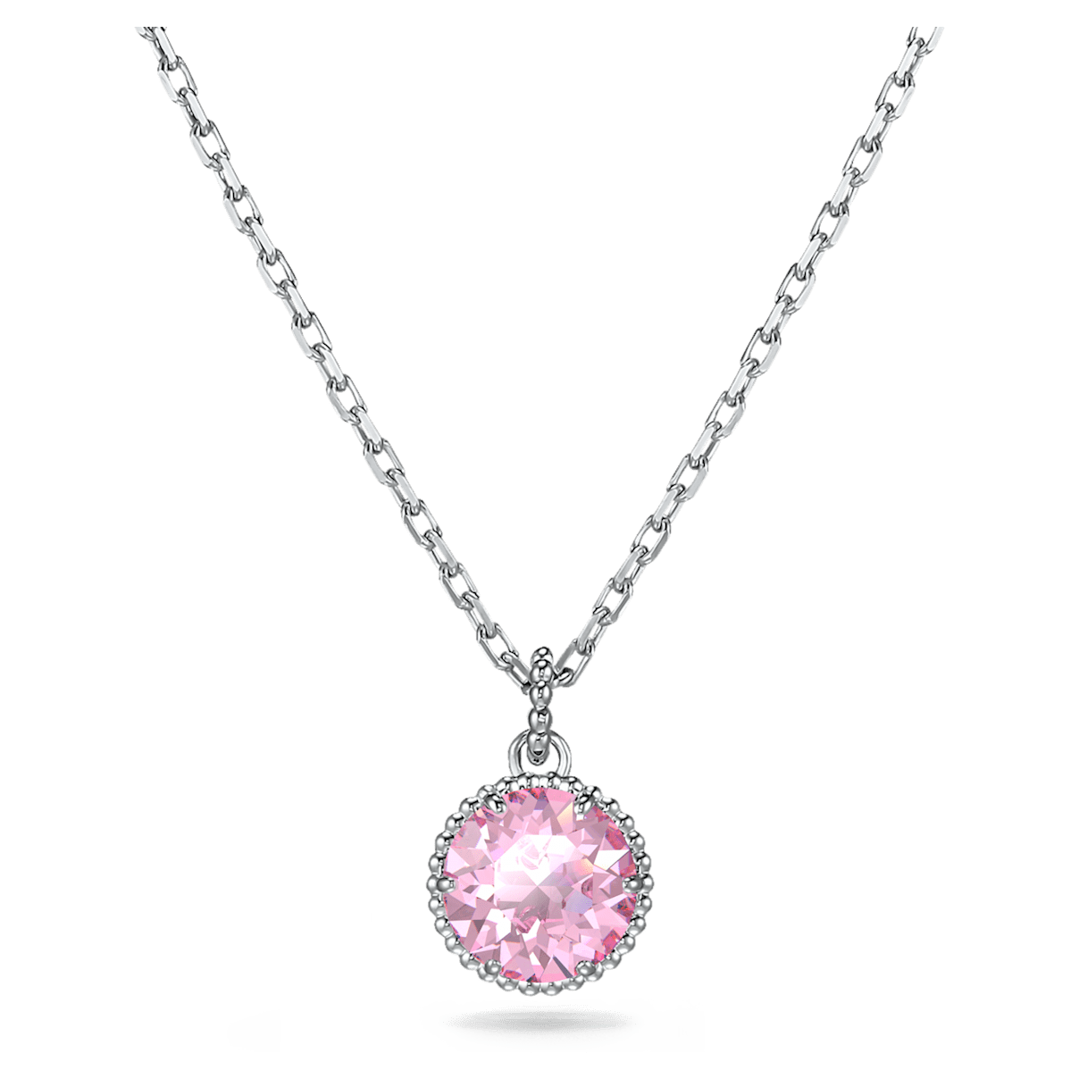 

Swarovski Birthstone pendant, Round cut, Pink, Rhodium plated